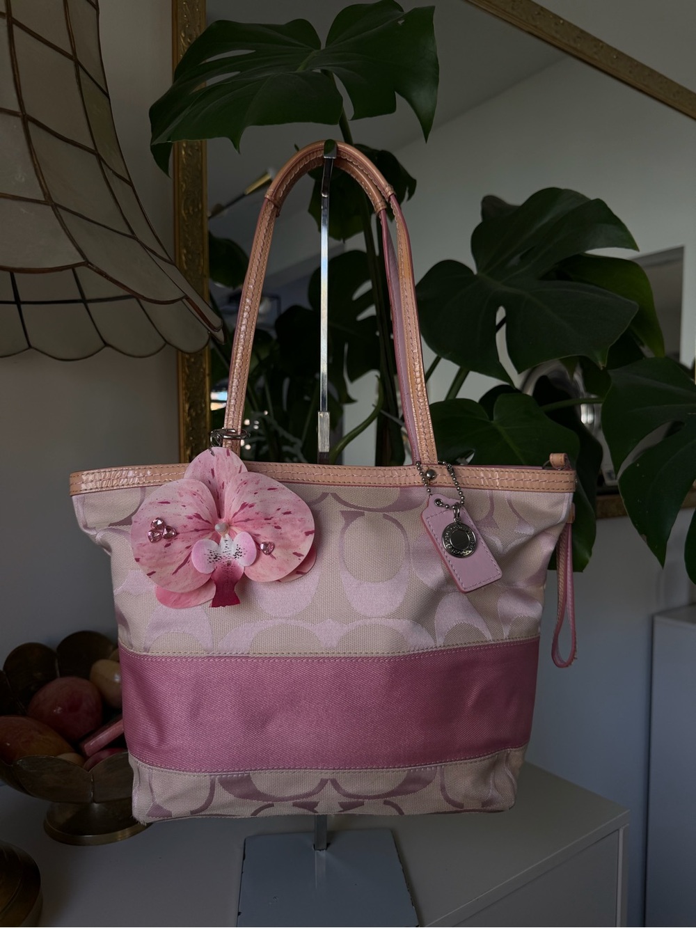 Coach Pink Signature Tote Bag